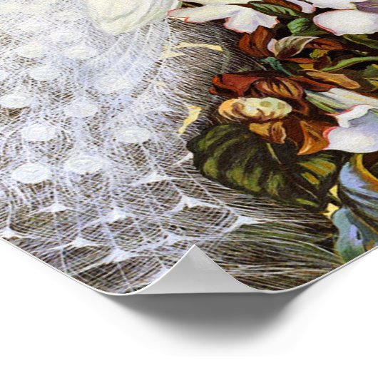 Impression de l'affiche : Peacocs blanc et bleu (Coin)