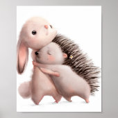 Impression de lapin à l'aquarelle Câlins de hériss (Devant)