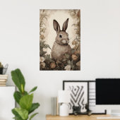 Impression de lapin aux fleurs, lièvre rustique co (Bureau à domicile)