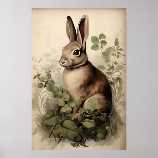 Impression de lapin boho, lièvre rustique Cottagec (Devant)