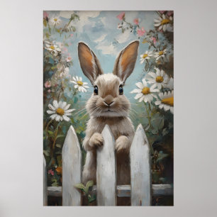Impression de lapin de ferme, floral, nurserie de