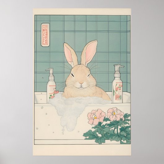 Impression de lapin Ukiyo-e drôle de lapin dans la (Devant)