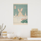Impression de lapin Ukiyo-e drôle de lapin dans la (Cuisine)