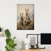 Impression de lapins de famille, peinture de lapin (Bureau à domicile)