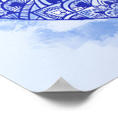 Impression de l'aquarelle bleu coeur Mandala (Coin)