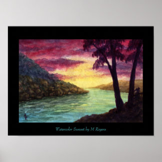 Impression de l'aquarelle Sunset
