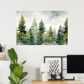 Impression de l'arbre de pin | Hiver Paysage Mur A (Bureau à domicile)