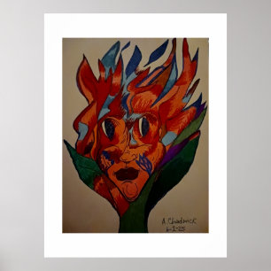Impression de l'art de l'animation des fleurs flam