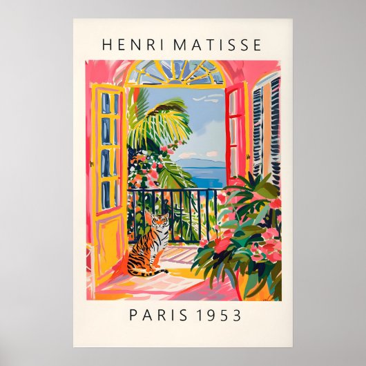 Impression de l'art du tigre de style Matisse Rose (Devant)