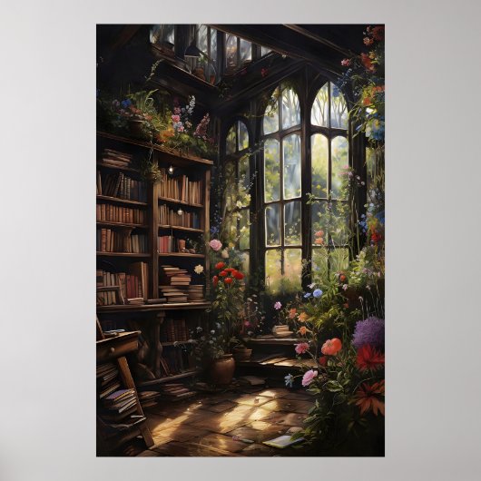 Impression de librairie florale, Maison Goth Dark (Devant)