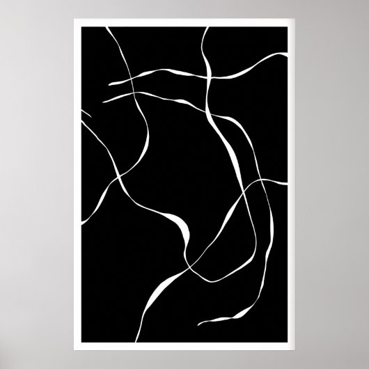 Impression de lignes abstraites noir et blanc - Co (Devant)