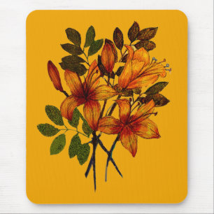 Impression de lys jaune sur tapis de souris