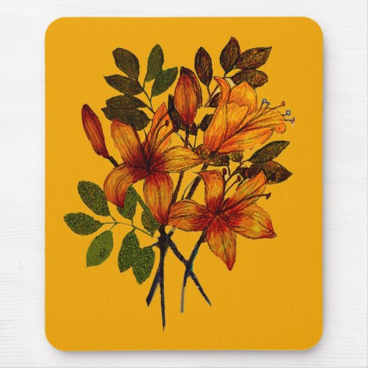 Impression de lys jaune sur tapis de souris (Devant)