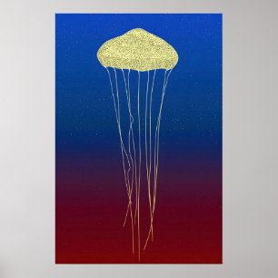 Impression de méduse dorée en pointillisme - Synth
