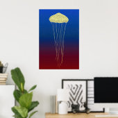 Impression de méduse dorée en pointillisme - Synth (Bureau à domicile)