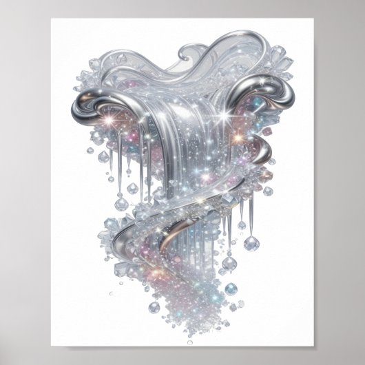 Impression de mode ART ABSTRAIT Argent Dynamique (Devant)