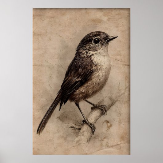 Impression de moineau de portrait antique sur arbr (Devant)