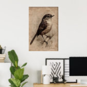 Impression de moineau de portrait antique sur arbr (Bureau à domicile)
