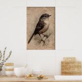 Impression de moineau de portrait antique sur arbr (Cuisine)