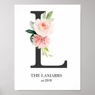 Impression de monogramme, lettre florale L, mariag