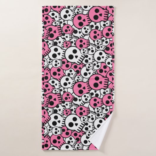 Impression de motif de crâne gothique rose (Serviette de bain)