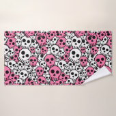 Impression de motif de crâne gothique rose (Serviette de bain)