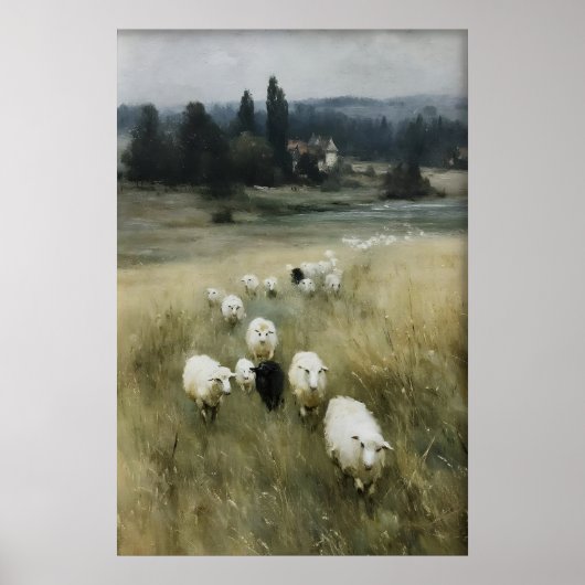 Impression de mouton antique, décoration de ferme (Devant)