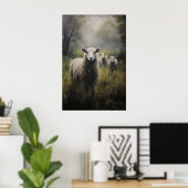 Impression de moutons dans un pré, Dark Academia C (Bureau à domicile)