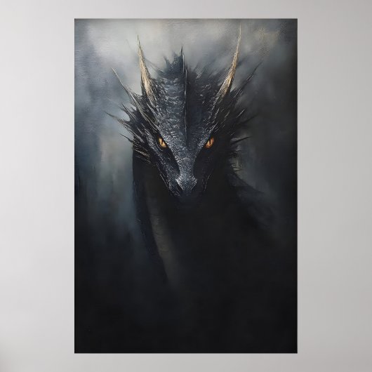 Impression de mur de dragon noir, Goblincore sombr (Devant)
