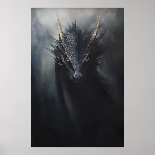 Impression de mur de dragon noir, goblincore sombr (Devant)
