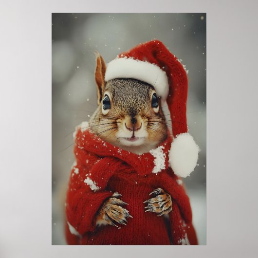 Impression de Noël écureuil vintage, Fêtes rétro (Devant)