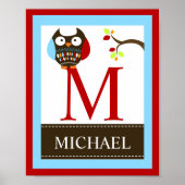 Impression de nom de chouette marron 8x10 (bordure (Devant)