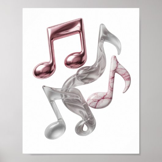 Impression de NOTES DE MUSIQUE en argent brillant (Devant)