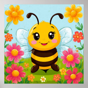 Impression de nourrisson aux abeilles et aux fleur