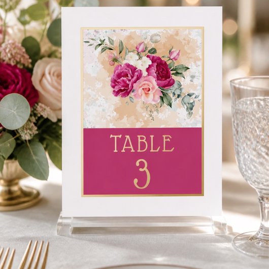 Impression de numéro de table de mariage couleur r