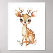 Impression de nurserie à l'aquarelle de bébé cerf  (Devant)