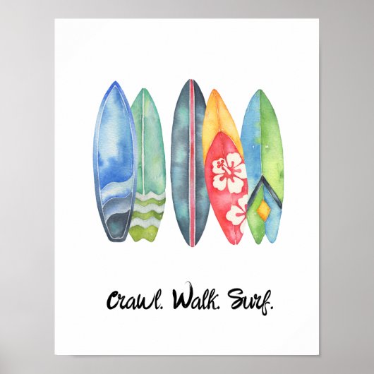 Impression de nurserie bébé aquarelle Surf Planche (Devant)