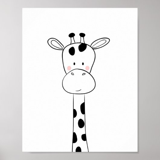 Impression de nurserie de girafe noir et blanc zoo (Devant)