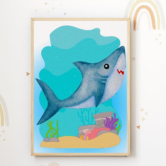 Impression de nurserie de requin Poster pour chamb