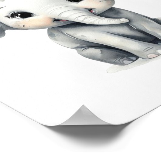 Impression de nurserie d'éléphant de bébé adorable (Coin)