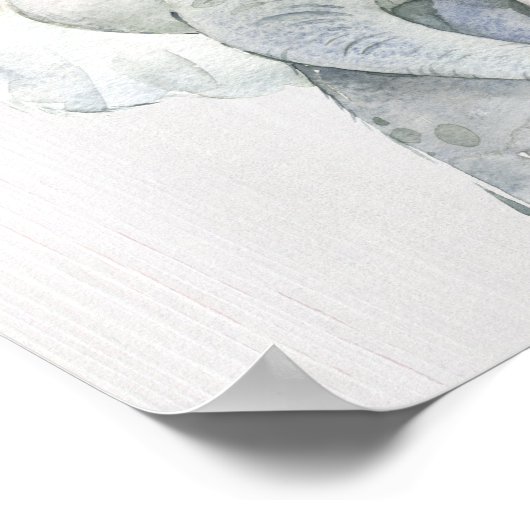 Impression de nurserie éléphant bébé à l'aquarelle (Coin)