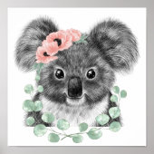 Impression de nurserie florale de bébé koala | Imp (Devant)