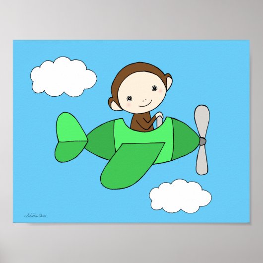 Impression de nurserie singe, joli singe heureux e (Devant)