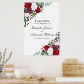 Impression de pancarte de bienvenue aux fleurs rou (Cuisine)