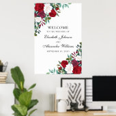Impression de pancarte de bienvenue aux fleurs rou (Bureau à domicile)