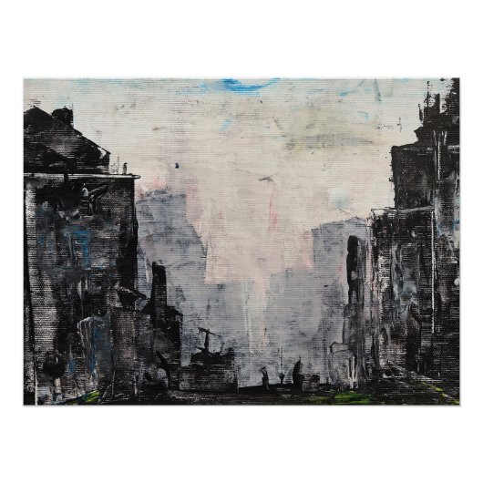 Impression de papier affiche abstrait de ville gri (Devant)