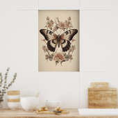 Impression de papillon de fleur bohème, mur de pap (Cuisine)