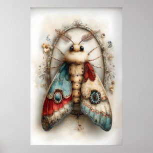 Impression de papillon de nuit Boho, impression mu