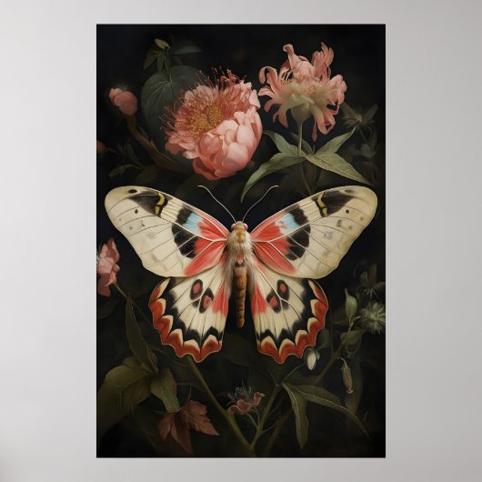 Impression de papillon de nuit floral, mur de l'ac (Devant)