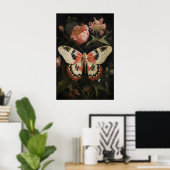 Impression de papillon de nuit floral, mur de l'ac (Bureau à domicile)
